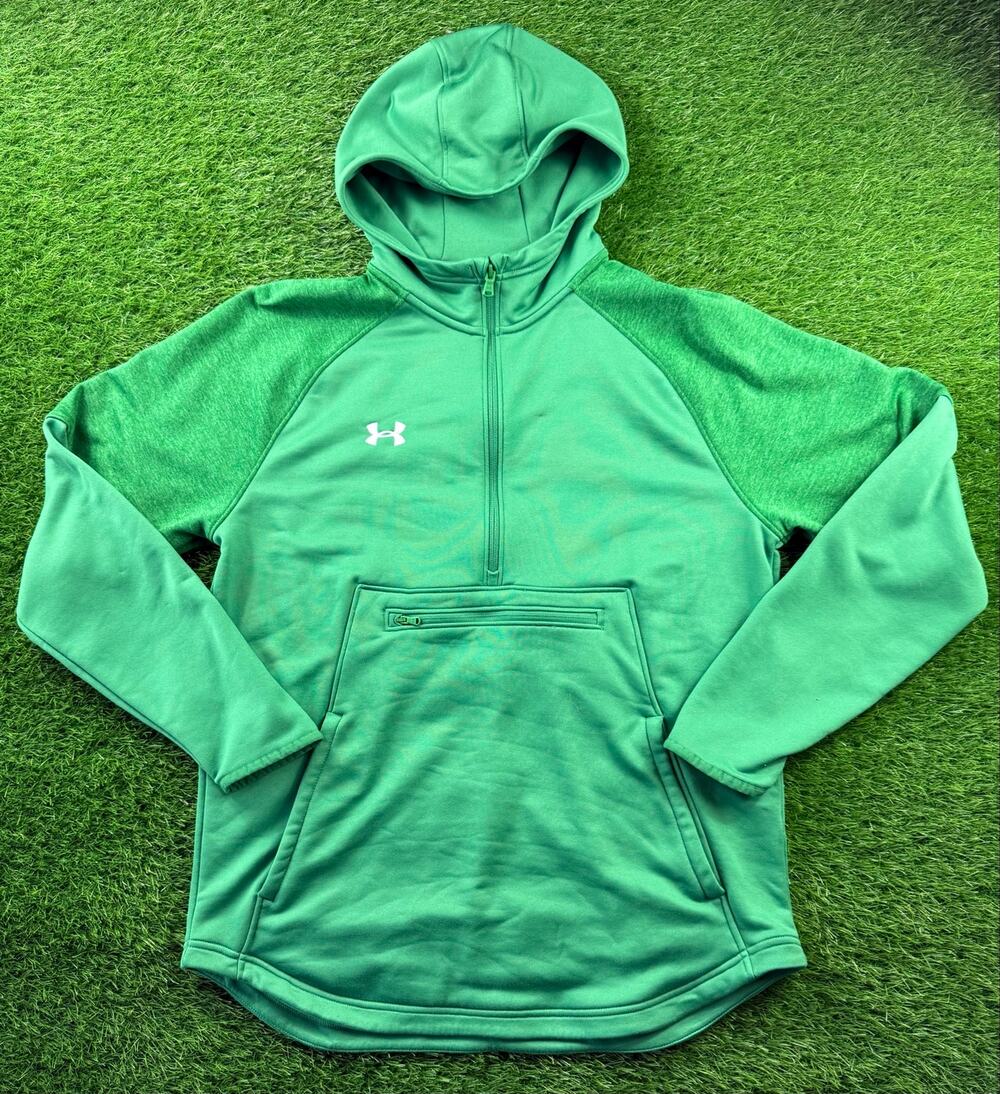 Under Armour Men LG Qualifier Fleece Hooded Anorak Jacket Green Hoodie 1351314